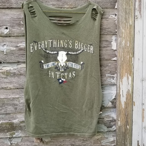 Bigger in TX Graphic Print Muscle Tee Upcycled - Picture 3 of 4